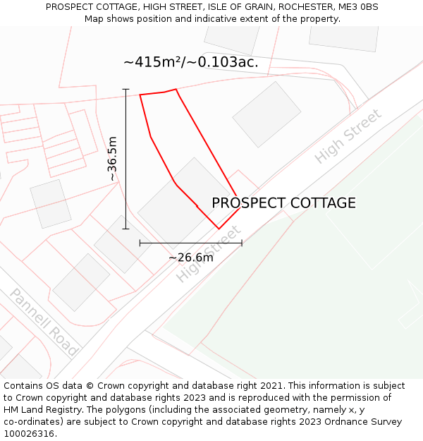 PROSPECT COTTAGE, HIGH STREET, ISLE OF GRAIN, ROCHESTER, ME3 0BS: Plot and title map