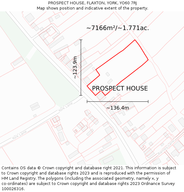 PROSPECT HOUSE, FLAXTON, YORK, YO60 7RJ: Plot and title map