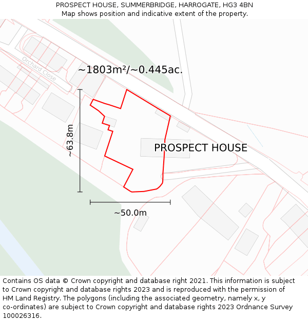 PROSPECT HOUSE, SUMMERBRIDGE, HARROGATE, HG3 4BN: Plot and title map