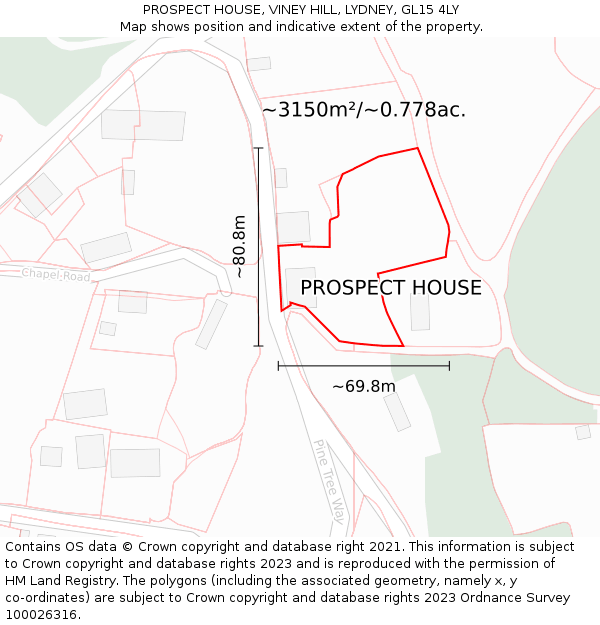 PROSPECT HOUSE, VINEY HILL, LYDNEY, GL15 4LY: Plot and title map