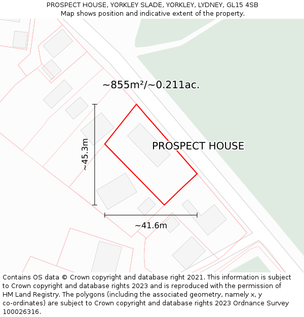 PROSPECT HOUSE, YORKLEY SLADE, YORKLEY, LYDNEY, GL15 4SB: Plot and title map