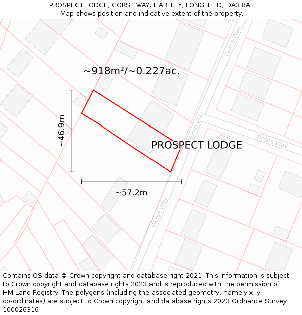 PROSPECT LODGE, GORSE WAY, HARTLEY, LONGFIELD, DA3 8AE: Plot and title map