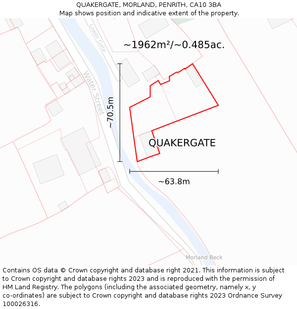 QUAKERGATE, MORLAND, PENRITH, CA10 3BA: Plot and title map