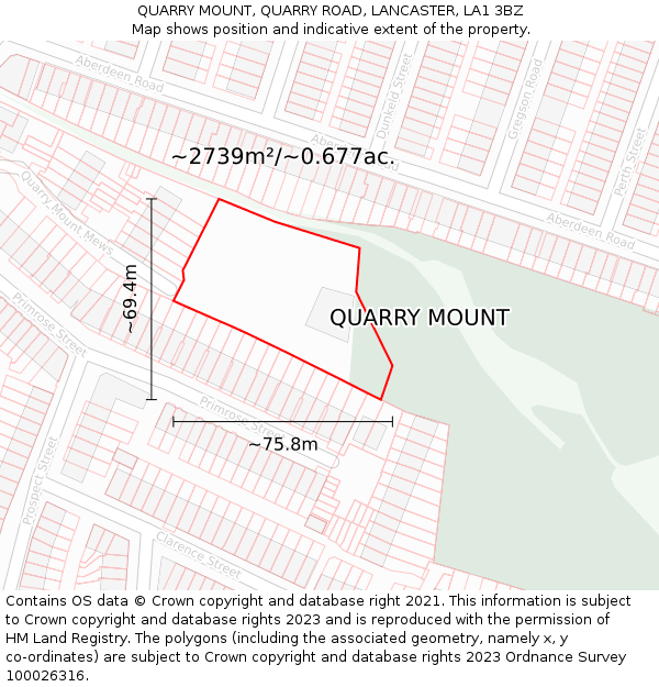 QUARRY MOUNT, QUARRY ROAD, LANCASTER, LA1 3BZ: Plot and title map