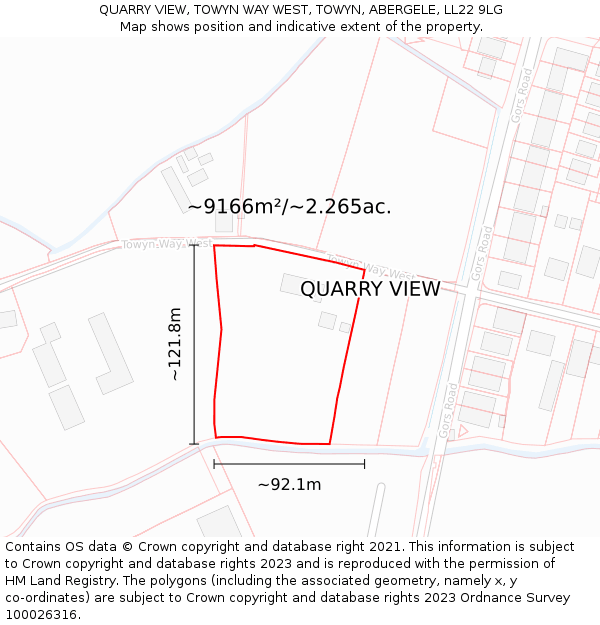 QUARRY VIEW, TOWYN WAY WEST, TOWYN, ABERGELE, LL22 9LG: Plot and title map
