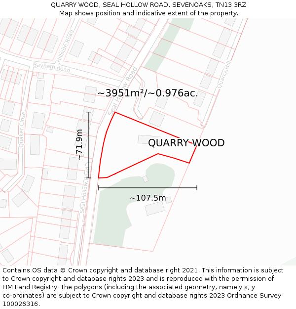 QUARRY WOOD, SEAL HOLLOW ROAD, SEVENOAKS, TN13 3RZ: Plot and title map