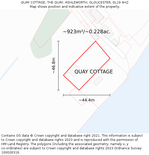 QUAY COTTAGE, THE QUAY, ASHLEWORTH, GLOUCESTER, GL19 4HZ: Plot and title map