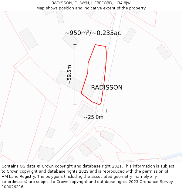 RADISSON, DILWYN, HEREFORD, HR4 8JW: Plot and title map