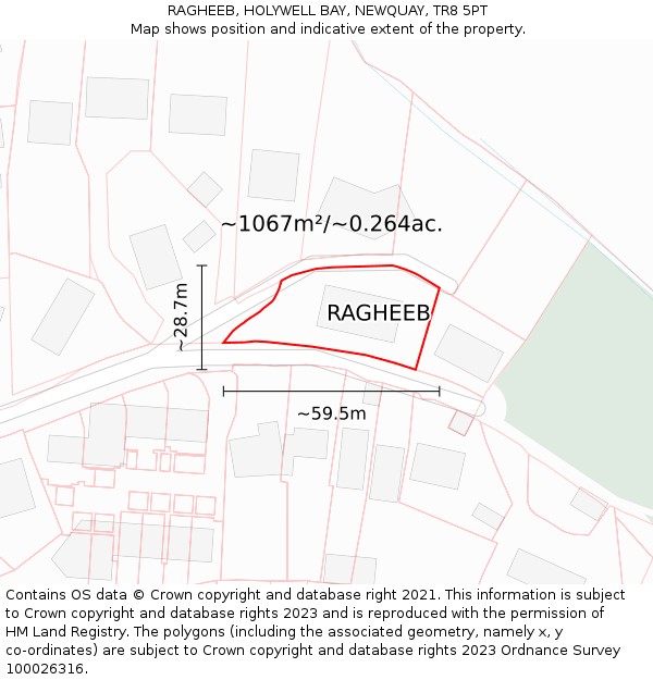 RAGHEEB, HOLYWELL BAY, NEWQUAY, TR8 5PT: Plot and title map