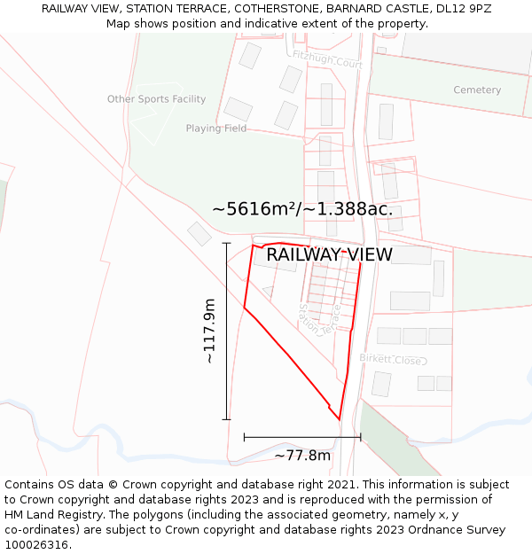RAILWAY VIEW, STATION TERRACE, COTHERSTONE, BARNARD CASTLE, DL12 9PZ: Plot and title map