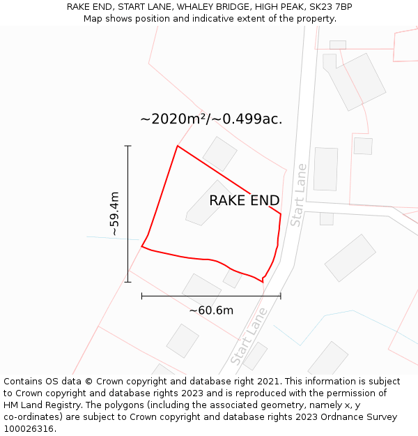 RAKE END, START LANE, WHALEY BRIDGE, HIGH PEAK, SK23 7BP: Plot and title map