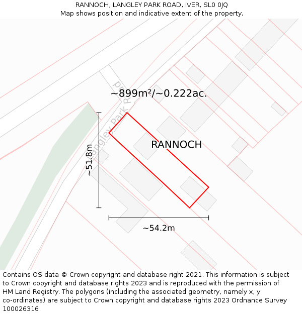 RANNOCH, LANGLEY PARK ROAD, IVER, SL0 0JQ: Plot and title map