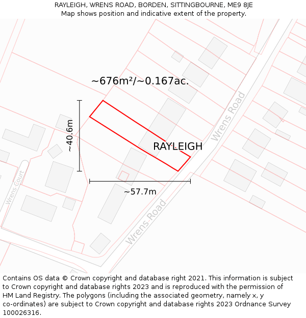 RAYLEIGH, WRENS ROAD, BORDEN, SITTINGBOURNE, ME9 8JE: Plot and title map