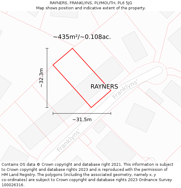 RAYNERS, FRANKLYNS, PLYMOUTH, PL6 5JG: Plot and title map
