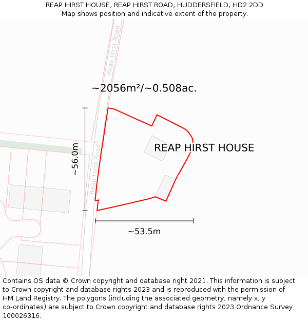 REAP HIRST HOUSE, REAP HIRST ROAD, HUDDERSFIELD, HD2 2DD: Plot and title map