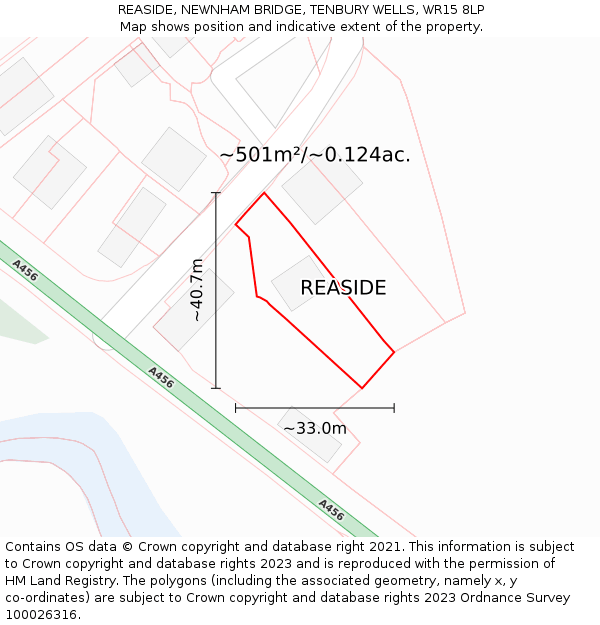 REASIDE, NEWNHAM BRIDGE, TENBURY WELLS, WR15 8LP: Plot and title map