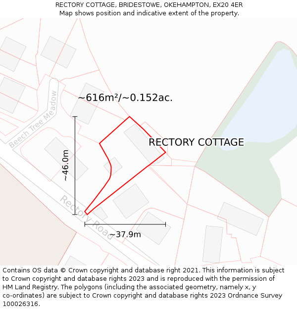 RECTORY COTTAGE, BRIDESTOWE, OKEHAMPTON, EX20 4ER: Plot and title map
