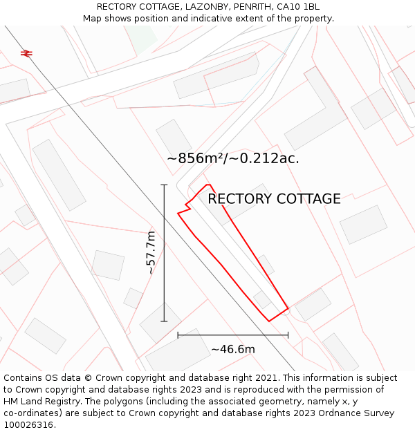 RECTORY COTTAGE, LAZONBY, PENRITH, CA10 1BL: Plot and title map
