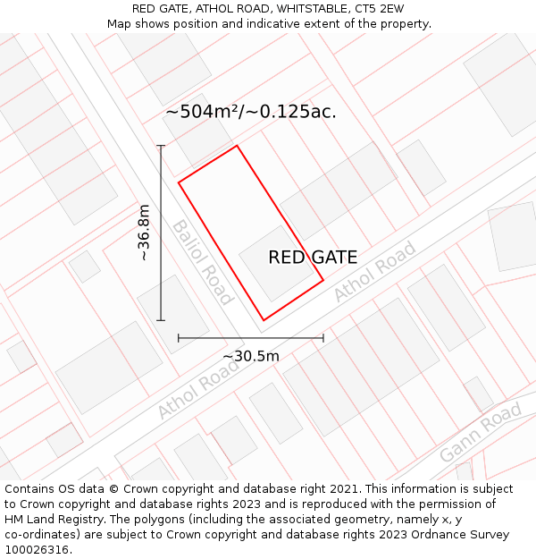 RED GATE, ATHOL ROAD, WHITSTABLE, CT5 2EW: Plot and title map