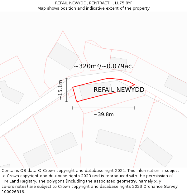 REFAIL NEWYDD, PENTRAETH, LL75 8YF: Plot and title map