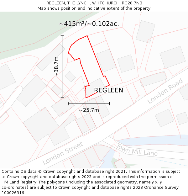 REGLEEN, THE LYNCH, WHITCHURCH, RG28 7NB: Plot and title map