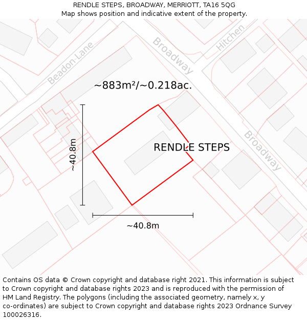 RENDLE STEPS, BROADWAY, MERRIOTT, TA16 5QG: Plot and title map