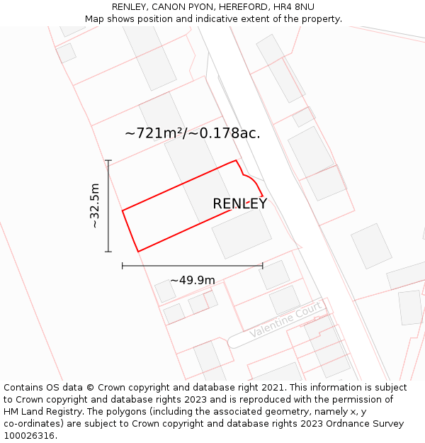 RENLEY, CANON PYON, HEREFORD, HR4 8NU: Plot and title map