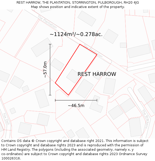 REST HARROW, THE PLANTATION, STORRINGTON, PULBOROUGH, RH20 4JG: Plot and title map
