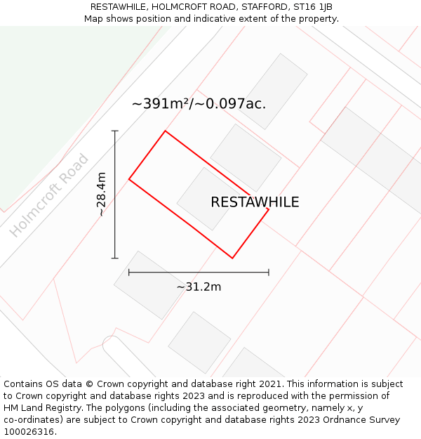 RESTAWHILE, HOLMCROFT ROAD, STAFFORD, ST16 1JB: Plot and title map