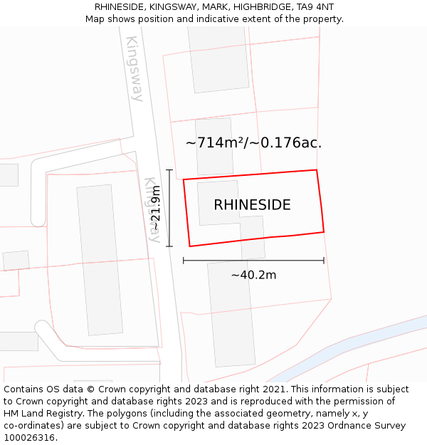 RHINESIDE, KINGSWAY, MARK, HIGHBRIDGE, TA9 4NT: Plot and title map