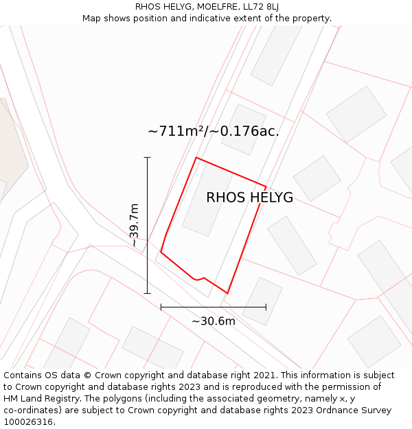 RHOS HELYG, MOELFRE, LL72 8LJ: Plot and title map