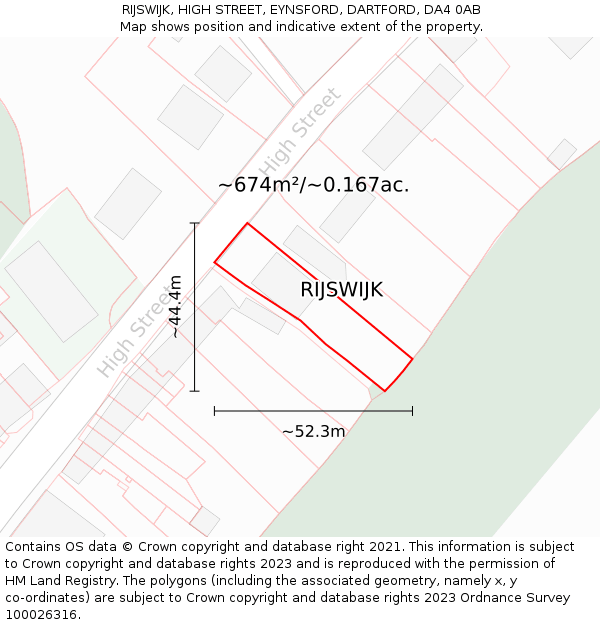 RIJSWIJK, HIGH STREET, EYNSFORD, DARTFORD, DA4 0AB: Plot and title map