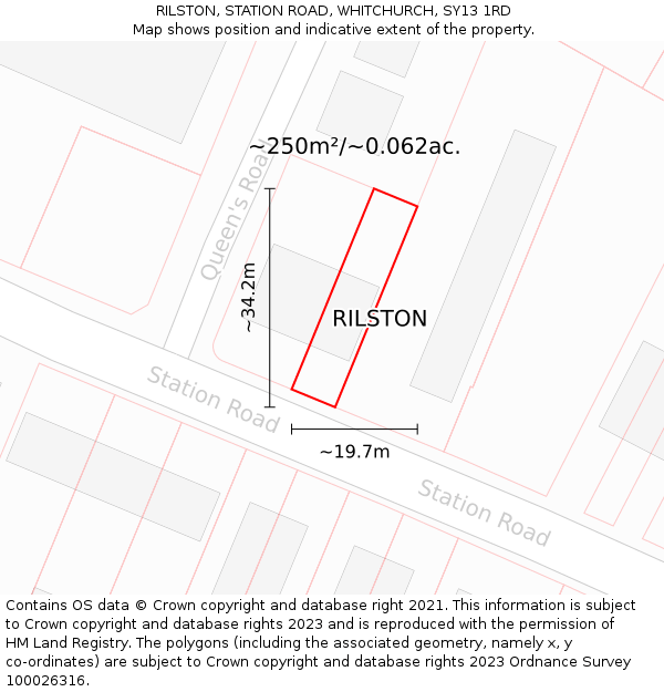 RILSTON, STATION ROAD, WHITCHURCH, SY13 1RD: Plot and title map