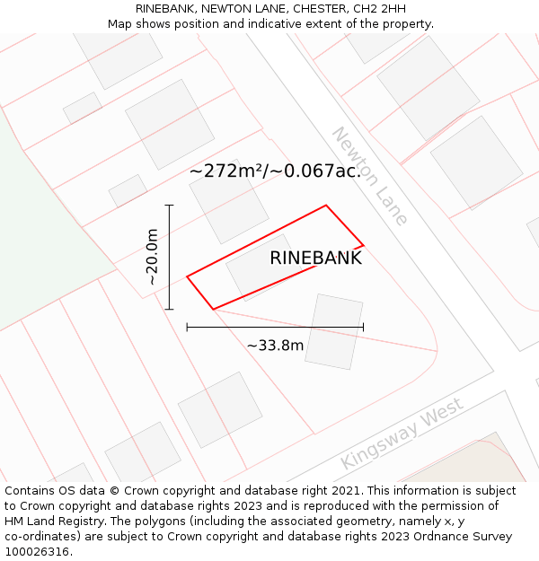 RINEBANK, NEWTON LANE, CHESTER, CH2 2HH: Plot and title map