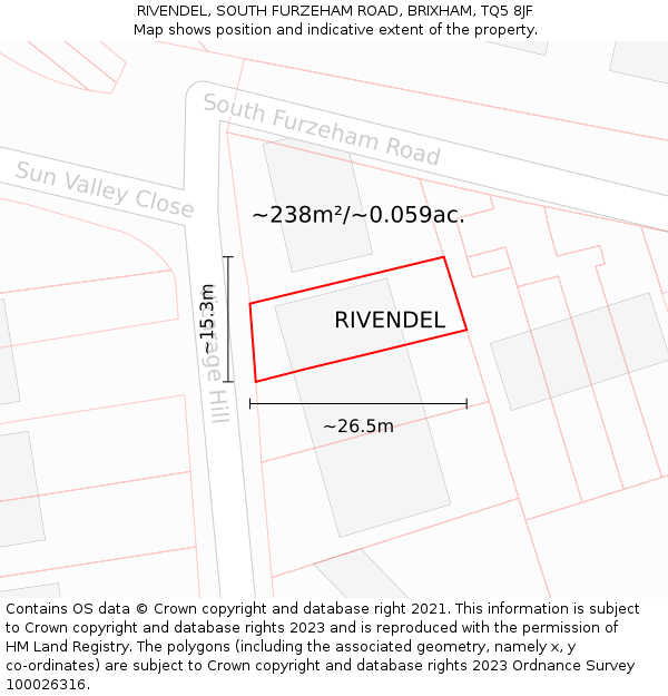RIVENDEL, SOUTH FURZEHAM ROAD, BRIXHAM, TQ5 8JF: Plot and title map