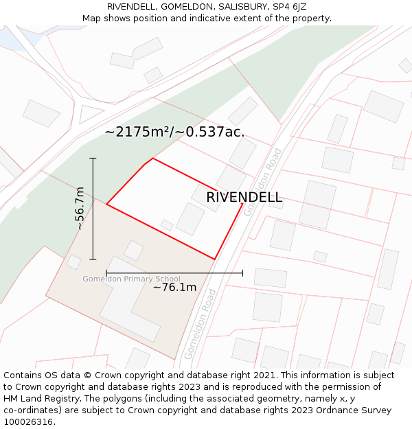 RIVENDELL, GOMELDON, SALISBURY, SP4 6JZ: Plot and title map