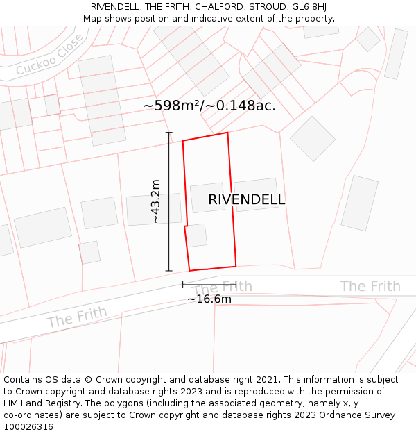 RIVENDELL, THE FRITH, CHALFORD, STROUD, GL6 8HJ: Plot and title map