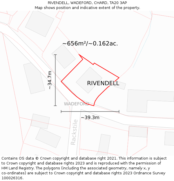 RIVENDELL, WADEFORD, CHARD, TA20 3AP: Plot and title map