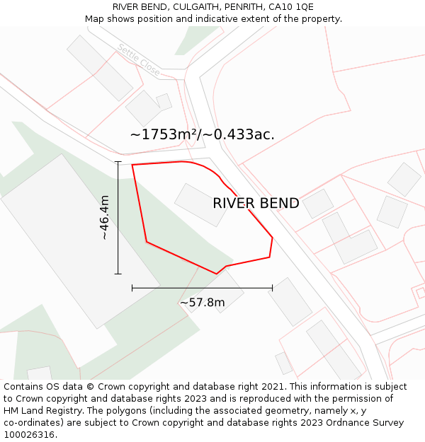 RIVER BEND, CULGAITH, PENRITH, CA10 1QE: Plot and title map