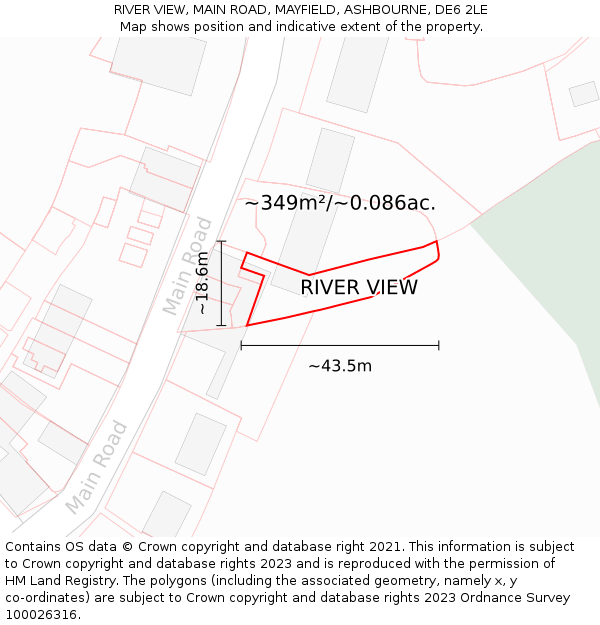 RIVER VIEW, MAIN ROAD, MAYFIELD, ASHBOURNE, DE6 2LE: Plot and title map