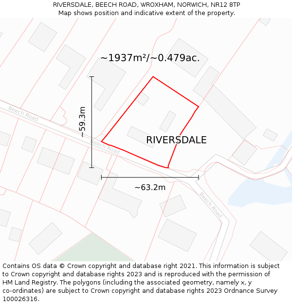 RIVERSDALE, BEECH ROAD, WROXHAM, NORWICH, NR12 8TP: Plot and title map