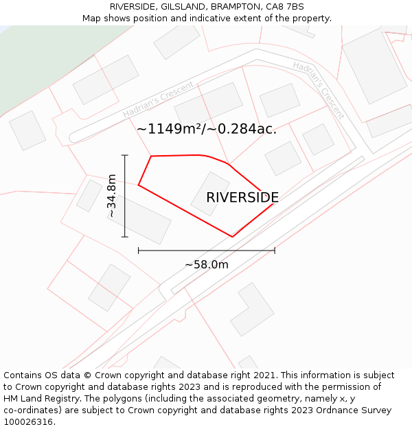 RIVERSIDE, GILSLAND, BRAMPTON, CA8 7BS: Plot and title map