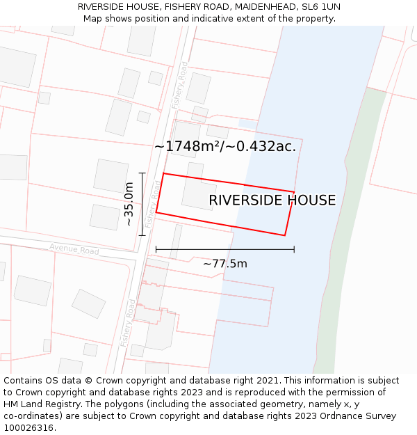 RIVERSIDE HOUSE, FISHERY ROAD, MAIDENHEAD, SL6 1UN: Plot and title map