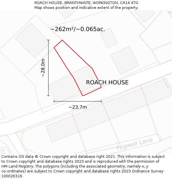ROACH HOUSE, BRANTHWAITE, WORKINGTON, CA14 4TG: Plot and title map