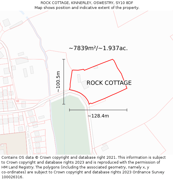 ROCK COTTAGE, KINNERLEY, OSWESTRY, SY10 8DF: Plot and title map