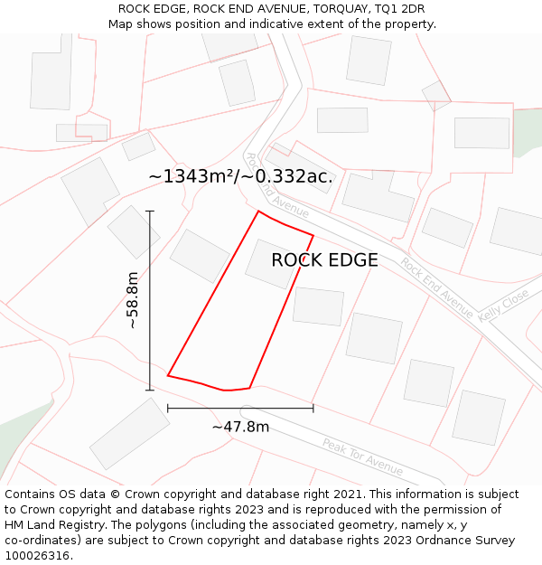ROCK EDGE, ROCK END AVENUE, TORQUAY, TQ1 2DR: Plot and title map