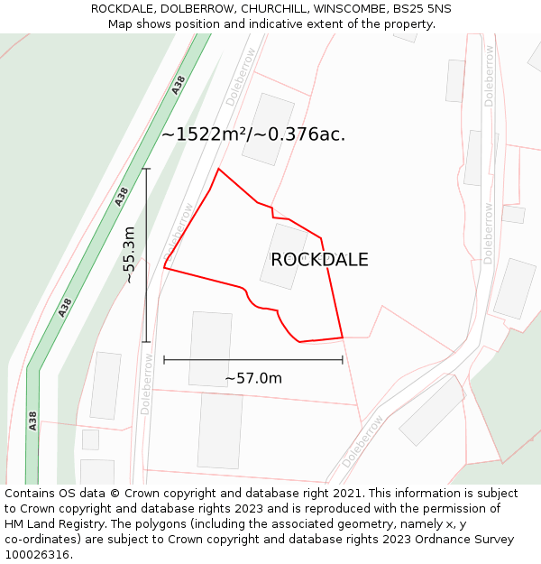 ROCKDALE, DOLBERROW, CHURCHILL, WINSCOMBE, BS25 5NS: Plot and title map