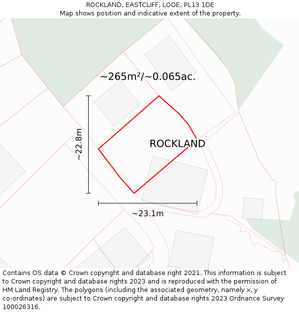 ROCKLAND, EASTCLIFF, LOOE, PL13 1DE: Plot and title map