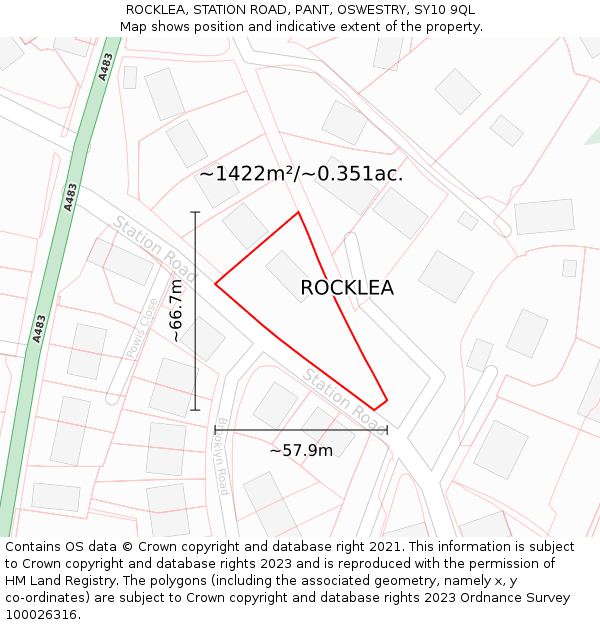 ROCKLEA, STATION ROAD, PANT, OSWESTRY, SY10 9QL: Plot and title map