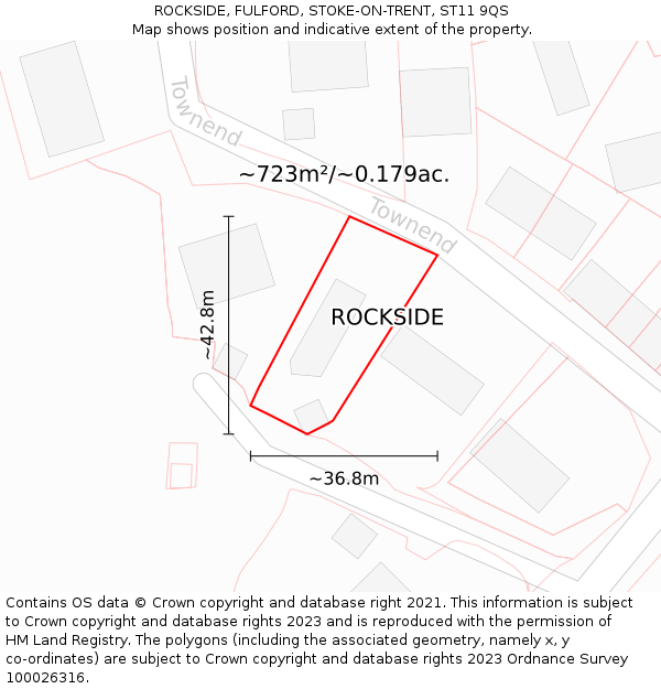 ROCKSIDE, FULFORD, STOKE-ON-TRENT, ST11 9QS: Plot and title map